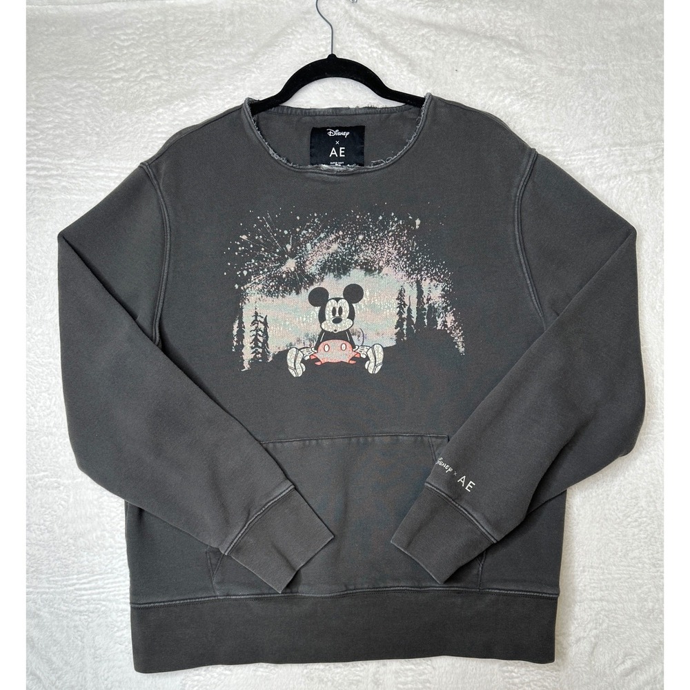 Disney x American Eagle Mickey Mouse Sweatshirt Unisex Medium Gray Pullover